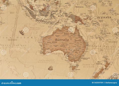 Ancient Geographic Map of Oceania Stock Image - Image of maps, border: 54359709