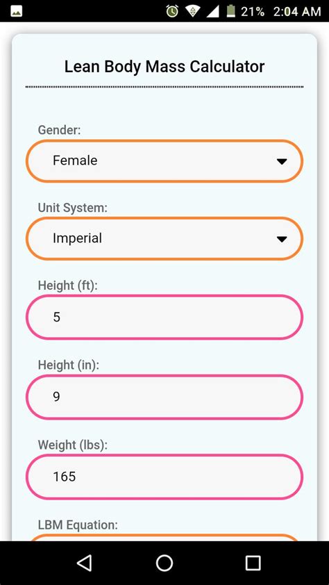 Lean Body Mass Calculator APK for Android Download