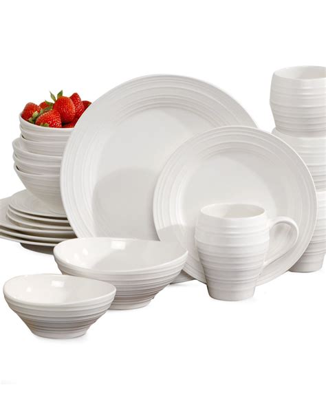 Mikasa Swirl White 20 Piece Set Service for 4 & Reviews - Dinnerware - Dining - Macy's ...