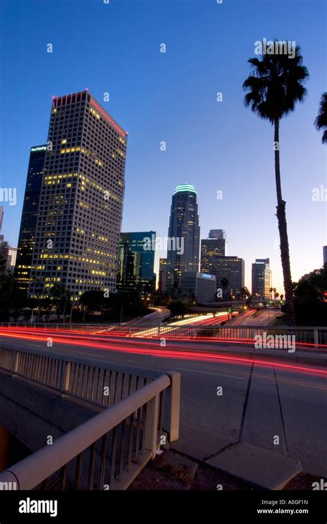 Downtown Los Angeles at night Stock Photo - Alamy