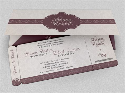 Wedding Boarding Pass Invitation Template :: Behance