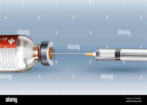 Medical syringe with needle for covid-19 or coronavirus poster or banner illustration Stock ...