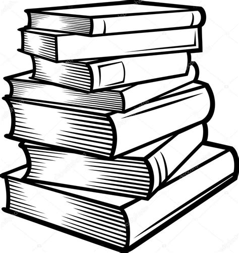 Stack of books (books stacked) | Pile de livres, Livre dessin, Clipart noir et blanc