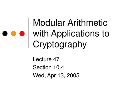 PPT - Modular Arithmetic with Applications to Cryptography PowerPoint ...