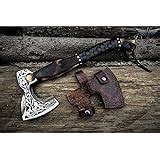Amazon.com: Custom Gift Forged Carbon Steel Viking Axe with Rose Wood Shaft, Viking Camping Axe ...
