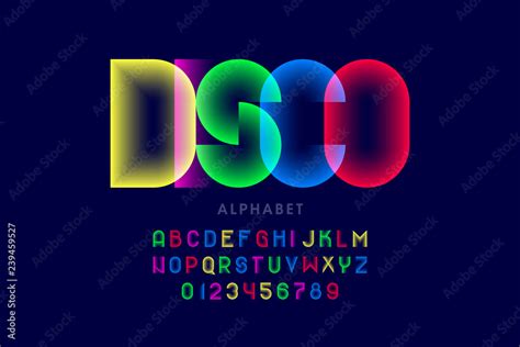 Colorful disco style font design, alphabet letters and numbers Stock ...