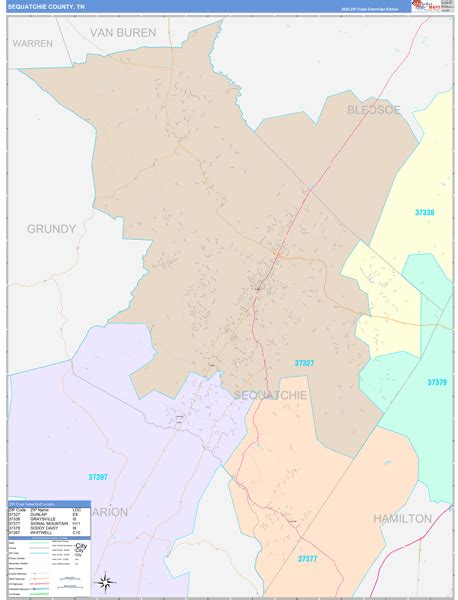 Sequatchie County, TN Wall Map Color Cast Style by MarketMAPS