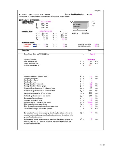 Design of Headed Concrete Anchor | PDF | Beam (Structure) | Column