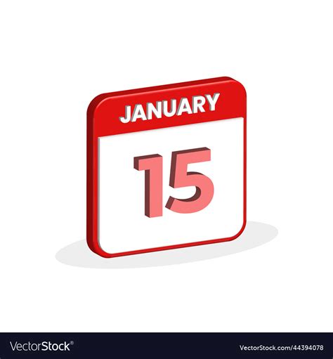 15th january calendar 3d icon 3d january 15 Vector Image