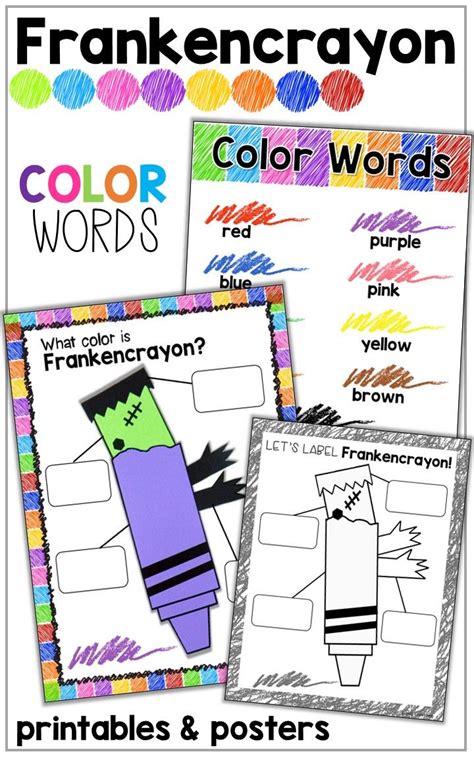 Halloween Color Word Games & Frankencrayon Writing Craft | Words, Word ...