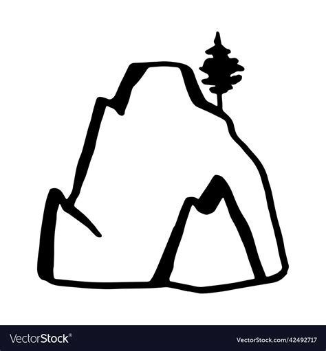 Black mountain silhouette hand-drawn doodle Vector Image