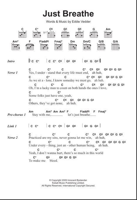 Just Breathe - Guitar Chords/Lyrics | zZounds