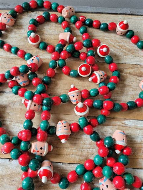 Vintage Wooden Christmas Garland. Old Santa Garland. Antique | Etsy