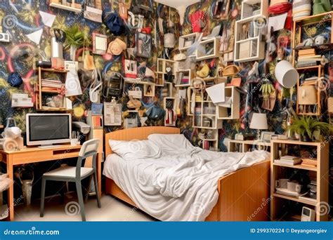 A Messy and Tidy Teenage Boys Bedroom with All Kinds of Things ...