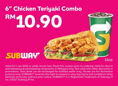 Subway Value e-Coupon: 6-inch Combo RM10.90 & FREE Coffee or Tea Voucher (Show on Mobile) Until ...
