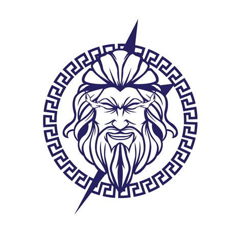 A greek god of zeus logo with long beard and hair white background 22182599 Vector Art at Vecteezy