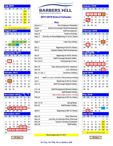 Barbers Hill Independent School District Calendars – Mont Belvieu, TX