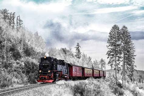 Free winter steam train snow trees - Image