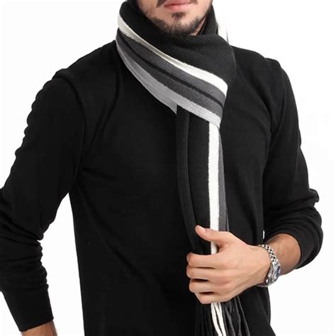 Winter design striped scarf men Knitted shawls scarves 2017 foulard ...