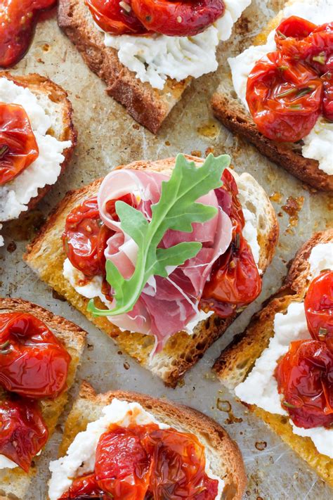 Bruschetta with Rosemary, Roasted Tomatoes, Ricotta, and Prosciutto ...