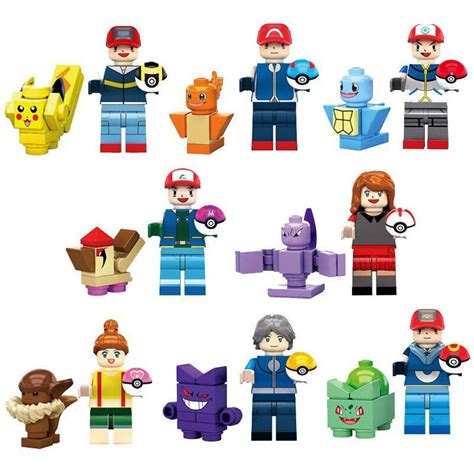 16pcs Pokemon Detective Pikachu Squirtle Charmander Trainer Minifigures ...