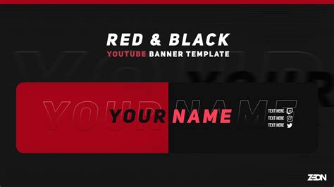 Red and Black YouTube Banner Template 2022 | FREE PSD - YouTube