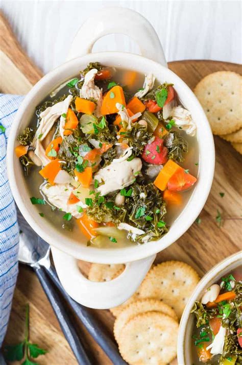 Slow Cooker Chicken Kale Soup - healthy & flavorful! Recipe - Rachel Cooks®