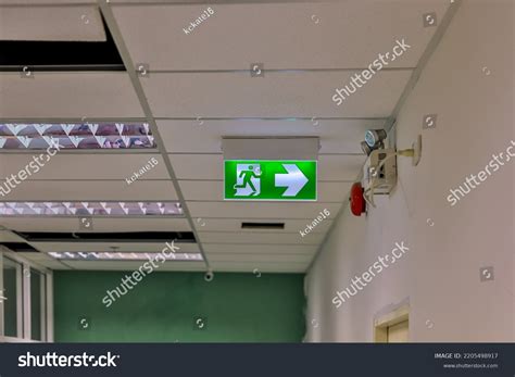 Green Emergency Exit Sign Showing Way Stock Photo 2205498917 | Shutterstock