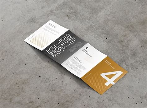 Free 4 Panel 8 Page A4 Roll-Fold Brochure Mockup PSD – Din A4 A5 A6 – Mockups Free