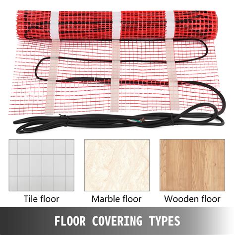 VEVOR 20 Sqft 120V Electric Radiant Floor Heating Mat with Alarmer and ...