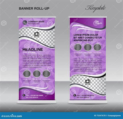 Purple Roll Up Banner Template Vector, Stand, Flyer Design, Banner ...