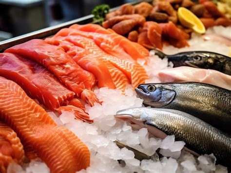 Premium Photo | A tray of raw fish and meat