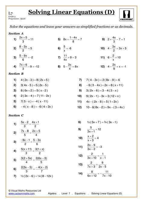 Grade 5 Simple Equation