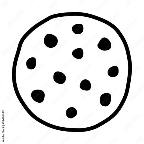 Chocolate chip cookie line art icon for food apps and websites Stock ...