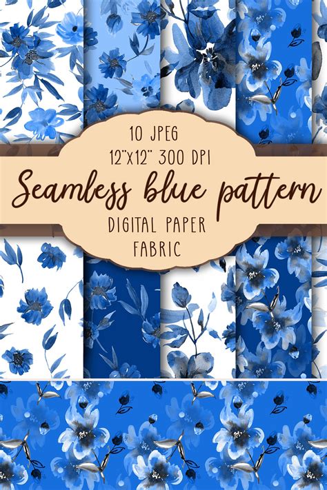 Seamless Blue FLoral Patterns (1863310)