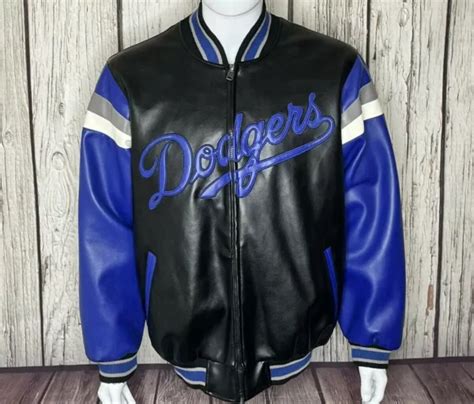 Black Blue MLB Los Angeles Dodgers Leather Jacket - FJM