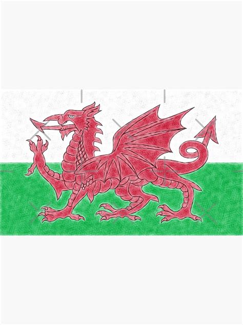 "Color Pencil Sketch Style Welsh Flag Wales Art" Photographic Print by Artsiren | Redbubble