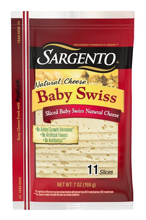 Sargento® Sliced Baby Swiss Natural Cheese, 11 slices - Walmart.com - Walmart.com