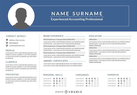 Classic 1 Page Resume Template Vector Download