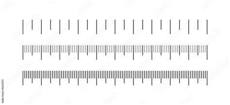 Measuring scale set, marking for ruler, marks for tape measure. Set of scale. Measuring tool ...