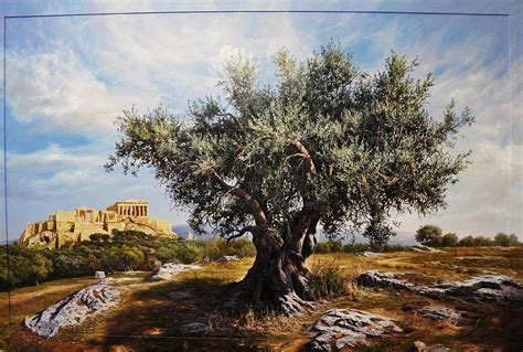 Olive Tree Painting by Elidon Hoxha