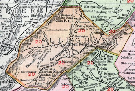 Alleghany County, Virginia, Map, 1911, Rand McNally, Covington, Clifton ...