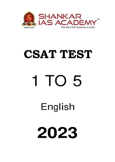 Shankar IAS Academy CSAT 5 Test Series English for Mains 2023