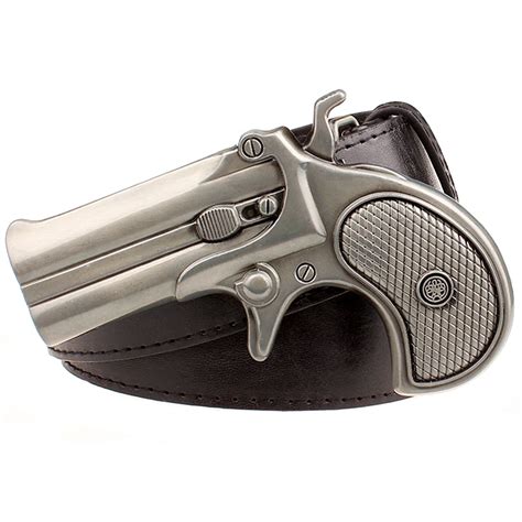 Cool men's belt Pistol shaped buckle belts metal gun belt cowboy style men's jeans belt punk ...