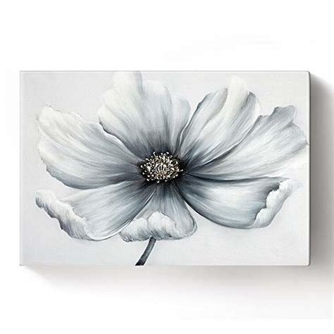 Hand Painted White Lotus Watercolour Oil Painting Canvas Blooming Flower Home Artwork Decorati ...