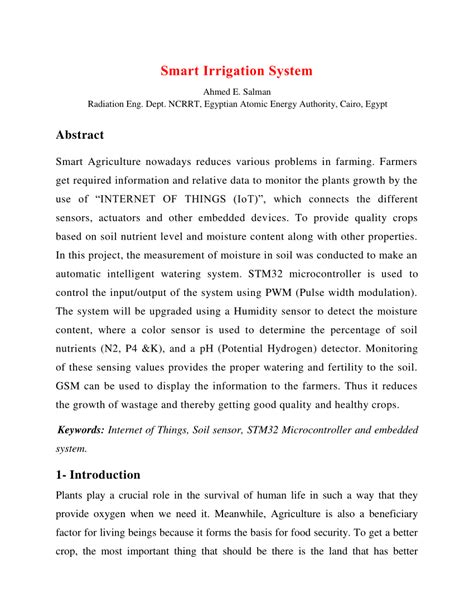 (PDF) Smart Irrigation System