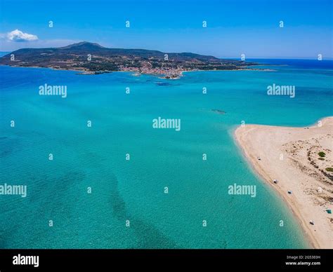 Iconic aerial view over the oldest submerged lost city of Pavlopetri in Laconia, Greece. About ...