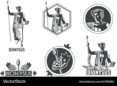 Dionysus god emblems Royalty Free Vector Image