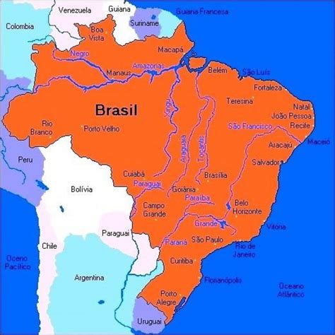 Brasile fiumi mappa - mappa del Brasile fiumi (America del Sud - America)