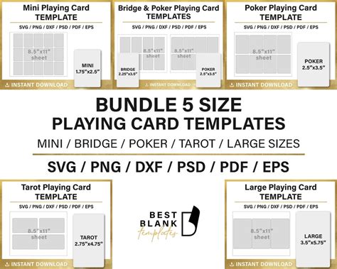 Playing Card Template BUNDLE 5 Sizes BLANK Template Svg - Etsy